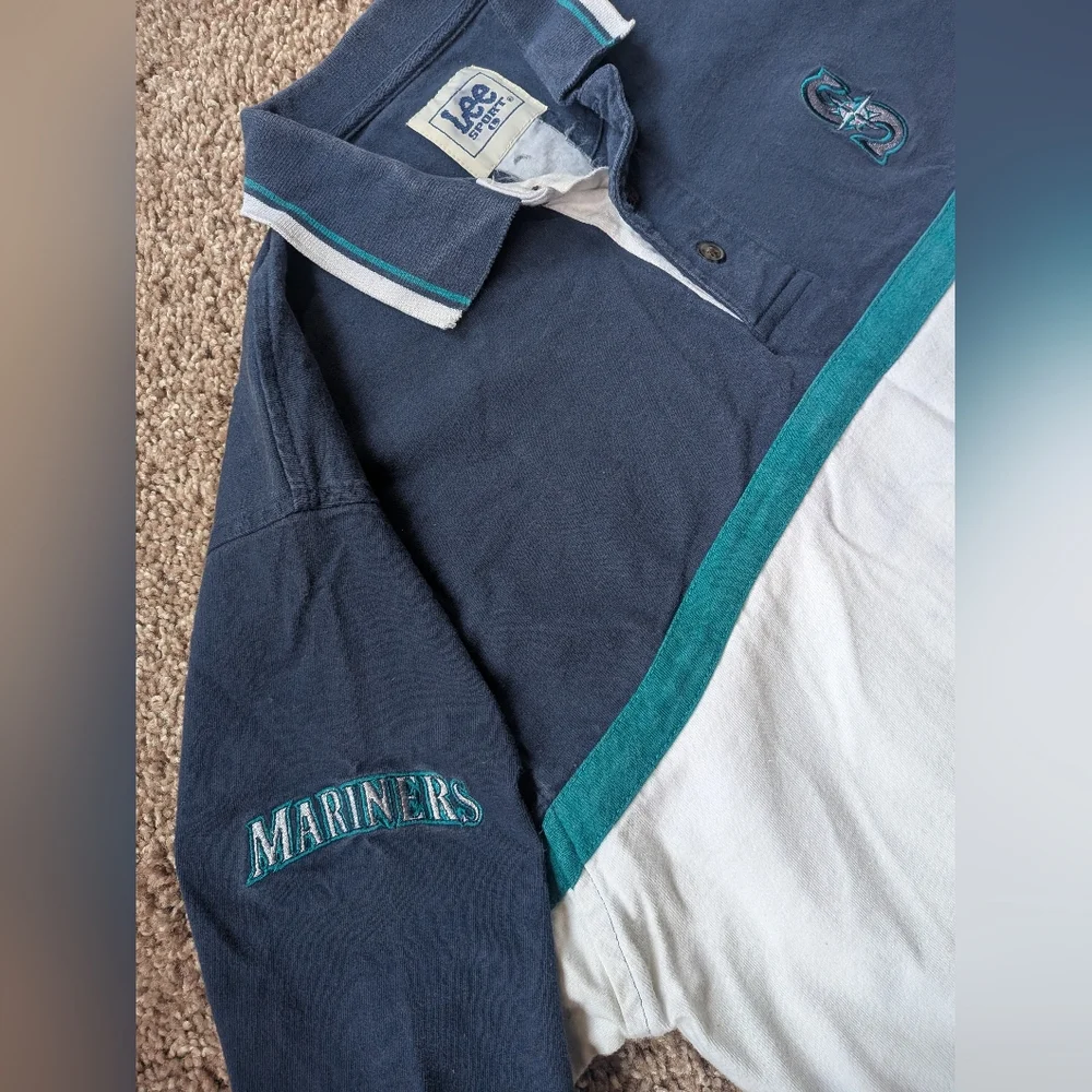 Vintage Lee Sport Seattle Mariners Polo Shirt Large - Picture 5 of 12